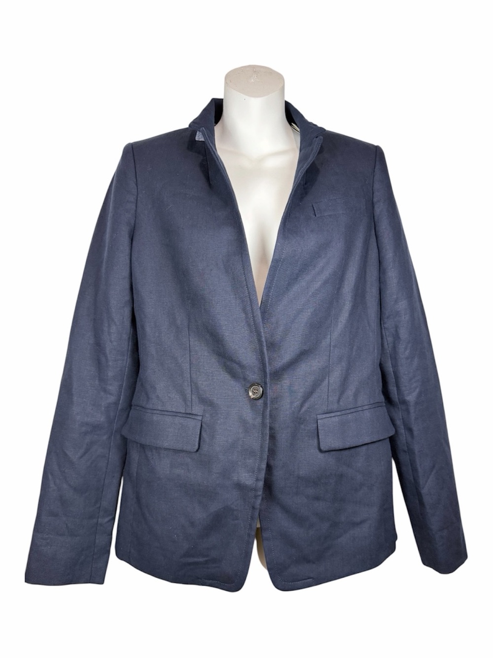 J.Crew Navy Blue Regent Linen Blazer Jacket 4T Tall Single Button Transitional